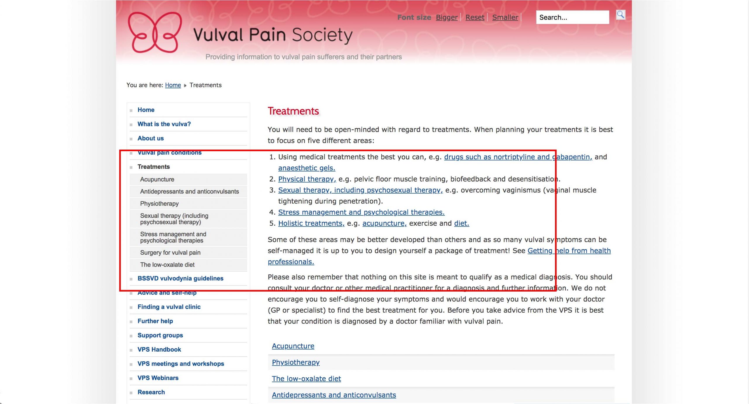 Vulva Pain Society - Free Resources, External Links
