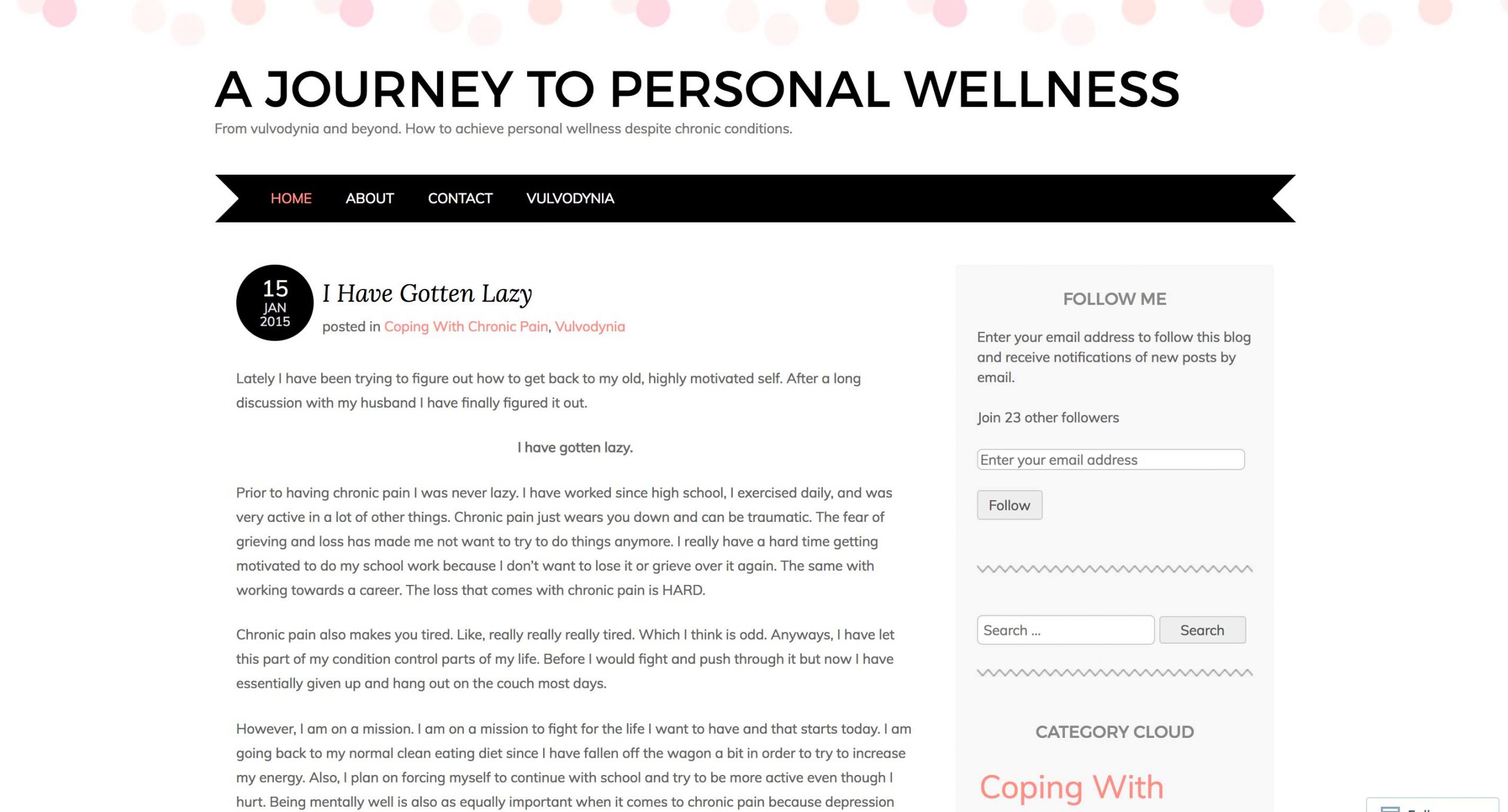A Journal To Personal Wellness - blog about vulvodynia and chronic pain