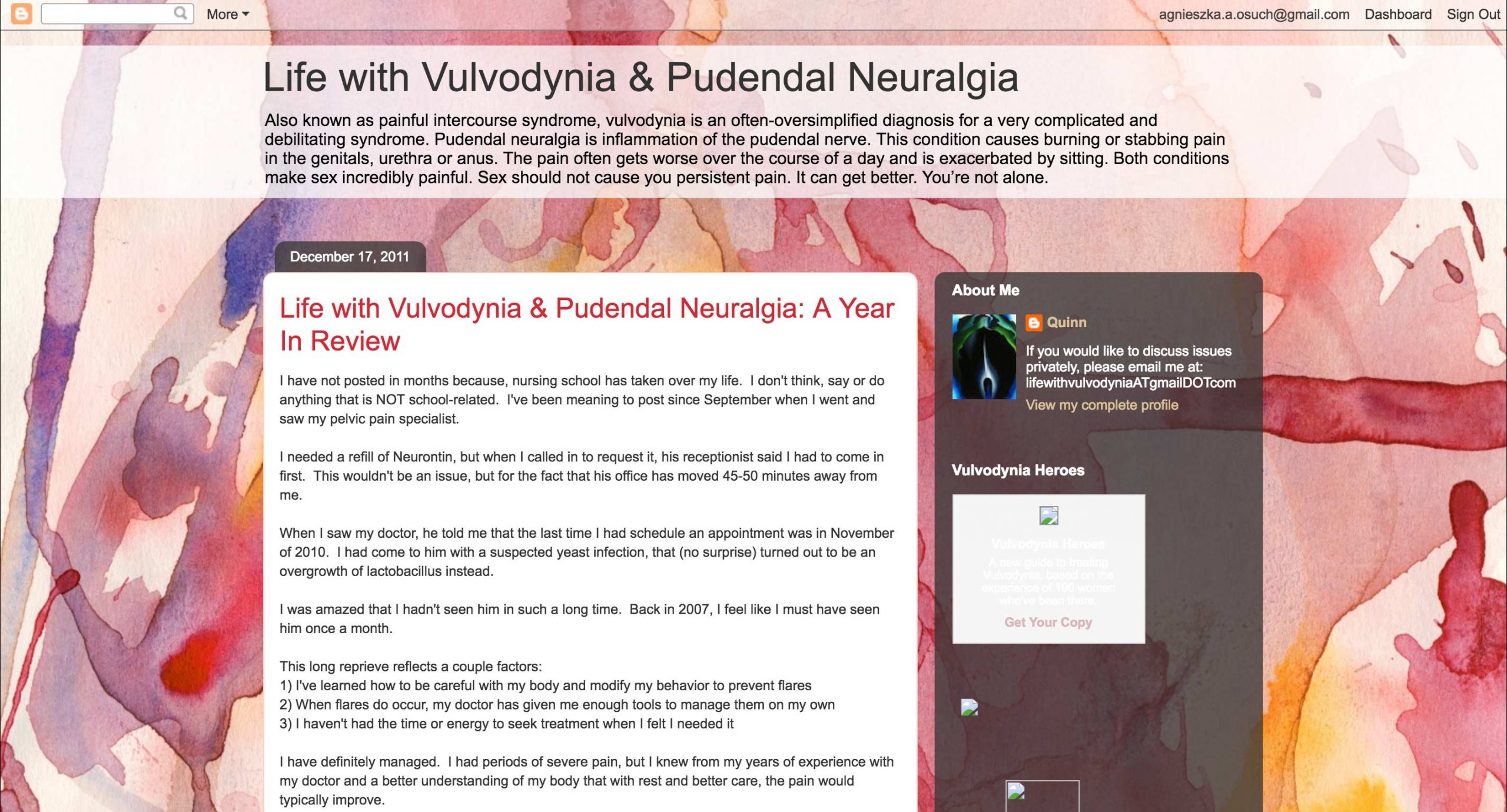 Blog about life with vulvodynia and pudendal neuralgia